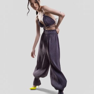 Pleated high-waisted wide-leg pants