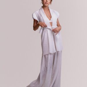 Pleated cap sleeve blazer